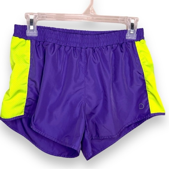 Medium DOM *READ Purple Green Activewear Shorts Womens Athletic Running Neon - Picture 1 of 9
